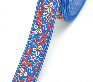Лента жаккардовая 32мм синий/красный (25м) 9575 цв.3